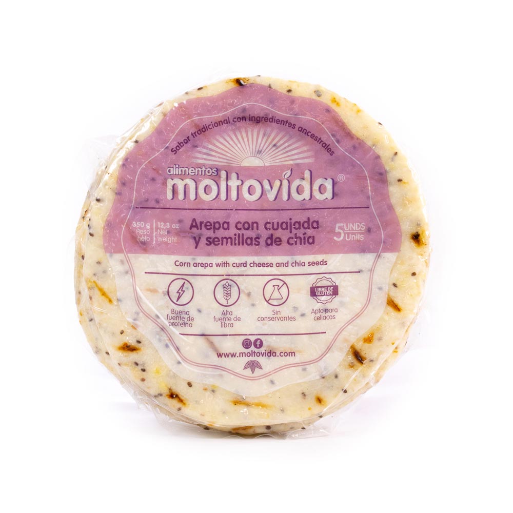 AREPA CON CUAJADA Y CHIA X 5 UND X 70 GR