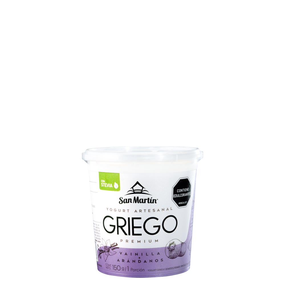 Yogurt Artesanal Griego Sabor Vainilla con Arándanos SAN MARTIN