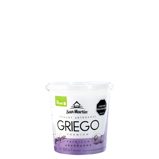 Yogurt Artesanal Griego Sabor Vainilla con Arándanos SAN MARTIN
