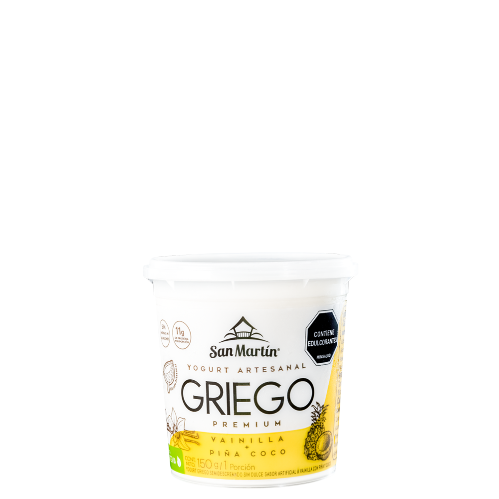 Yogurt Artesanal Griego Vainilla Piña Coco SAN MARTIN